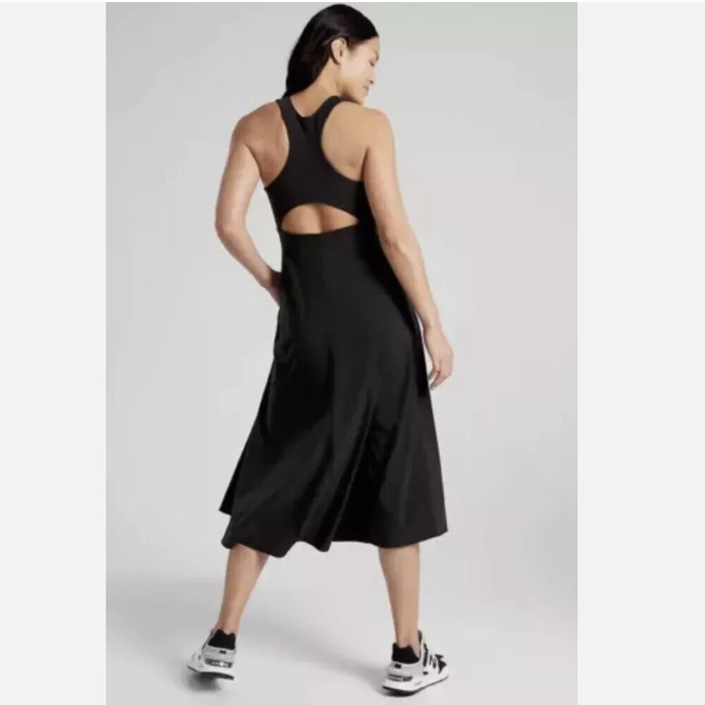 NWT Athleta Winona Midi Support Dress Women's XLT Black Fit & Flare Athletic - Picture 3 of 16